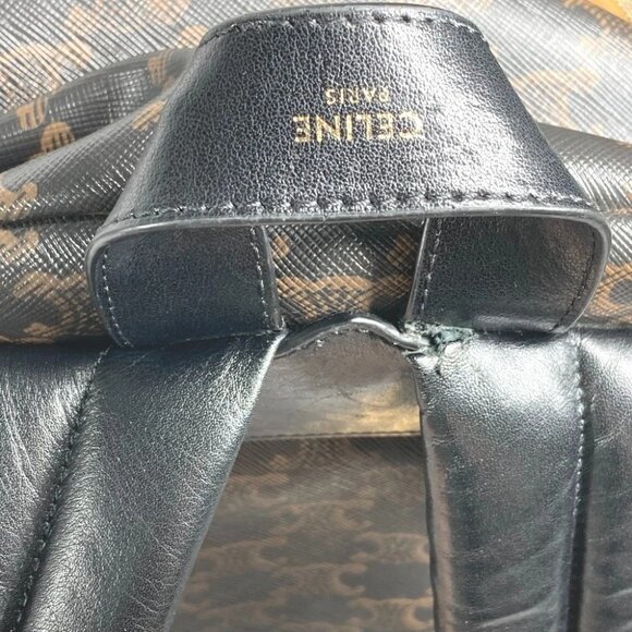 CELINE Bag Triomphe Backpack Leather Brown/Black - Picture 13 of 16